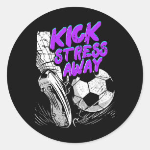 Schop stress weg stress bewustzijn voetbal ronde sticker