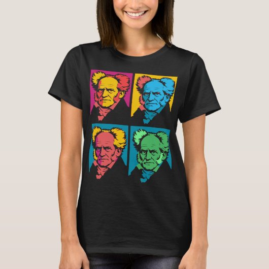 Schopenhauer Pop-Art Portret Blok T-shirt (Voorkant)