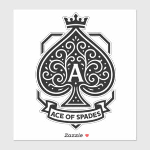 Schoppen Aas Crest — Gekroonde Filigraan Sticker