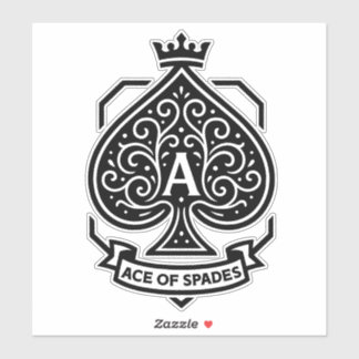 Schoppen Aas Crest — Gekroonde Filigraan Sticker