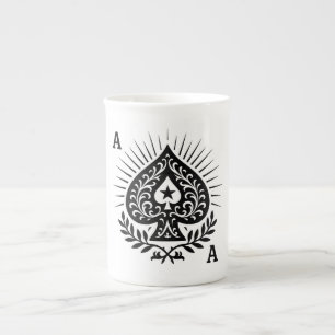 Schoppen Aas — Filigree Star & Laurel Porselein Kop