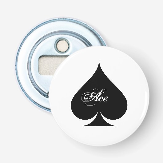 Schoppen aas magnetische bierflesopener button flesopener (Voorkant)
