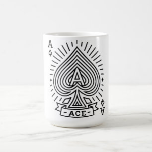 Schoppen Aas — Monoline Sunburst Embleem Koffiemok
