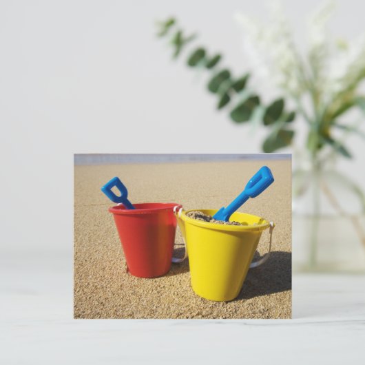 Schoppen en Emmers op Zandig Strand Briefkaart (Staand voorkant)