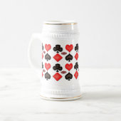 Schoppen Harten Diamanten Clubs Patroon Bier Stein Bierpul (Voorkant links)
