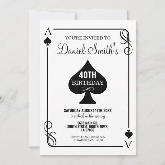 Schoppen Speelkaart Verjaardag Aas Vegas Casino Kaart (Voorkant)