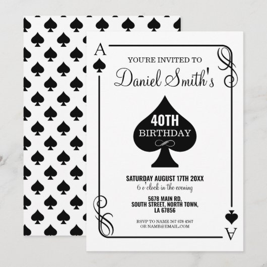 Schoppen Speelkaart Verjaardag Aas Vegas Casino Kaart (Voorkant / Achterkant)