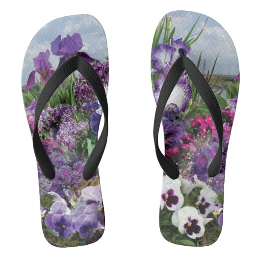 schoppen van paarse teenslippers (Voetbed)