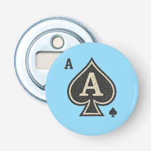 Schoppenaas - Distressed Poker Crest Button Flesopener