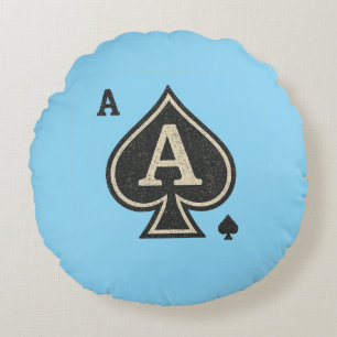  Schoppenaas - Distressed Poker Crest Rond Kussen
