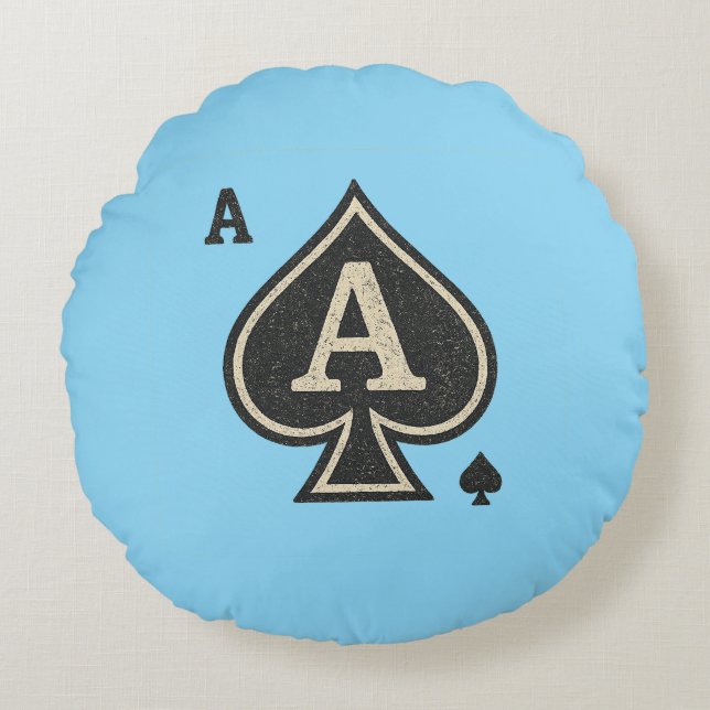  Schoppenaas - Distressed Poker Crest Rond Kussen (Voorkant)