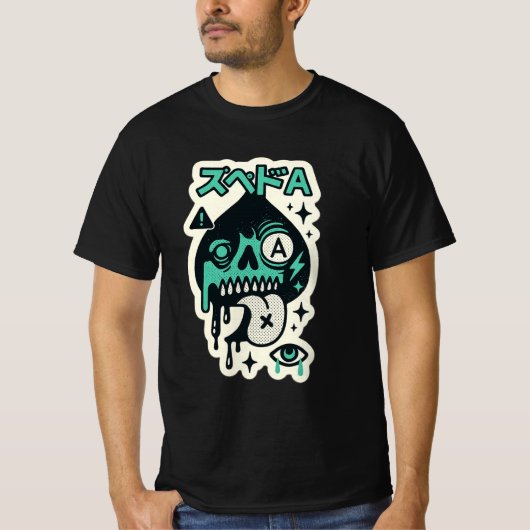 Schoppenaas — Drip-Skull Katakana T-shirt (Voorkant)
