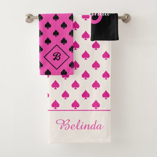 Schoppenaas Patroon Fancy Monogrammed Naam Bad Handdoek (Insitu)