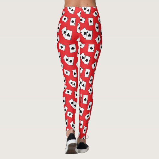 Schoppenaas rood en wit spelend Kaart Leggings (Achterkant)