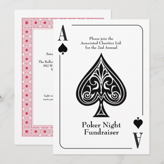 Schoppenaas Speelkaart, Poker, Casino Nacht Kaart (Voorkant / Achterkant)