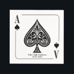 Schoppenaas Speelkaart, Poker, Casino Nacht Servet<br><div class="desc">Start een avond van poker goed met deze servet gemaakt als een schoppenaas kaart. Gebruik voor pokeravond, een casino-themed feest, verjaardagsfeest, vrijgezellenfeest, of fundraiser. Beschikbaar met bijpassende producten.</div>