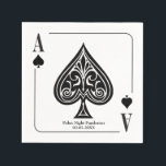 Schoppenaas Speelkaart, Poker, Casino Nacht Servet<br><div class="desc">Start een avond van poker goed met deze servet gemaakt als een schoppenaas kaart. Gebruik voor pokeravond,  een casino-themed feest,  verjaardagsfeest,  vrijgezellenfeest,  of fundraiser. Beschikbaar met bijpassende producten.</div>