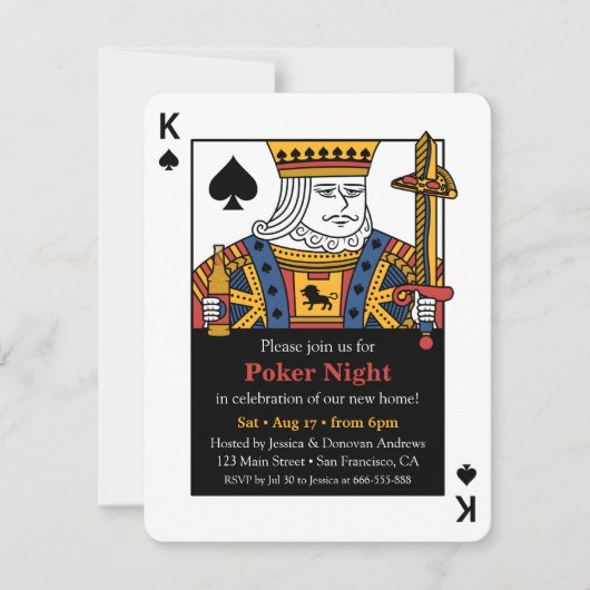 Schoppenheer Poker Night Housewarming Party Kaart (Voorkant)