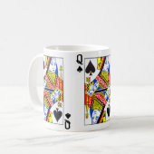 Schoppenkoningin die Kaart speelt Koffiemok (Voorkant links)