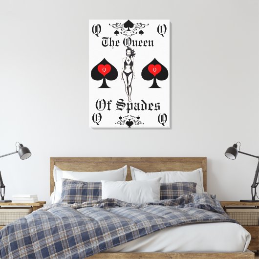 Schoppenkoningin Tarot Kaart Thunder_Cove Canvas Afdruk (Insitu (Slaapkamer))