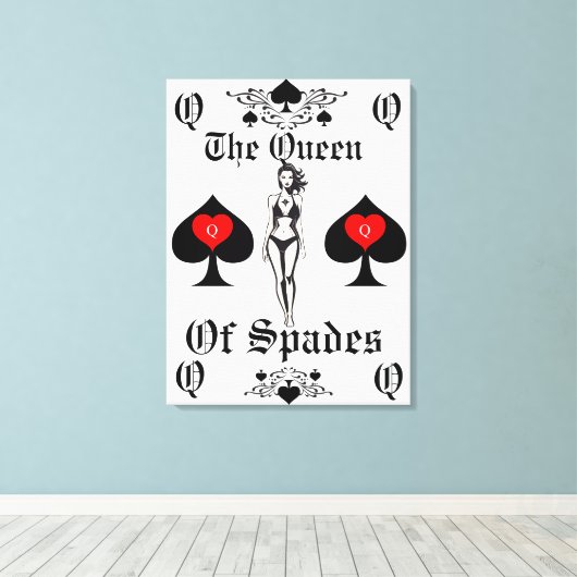 Schoppenkoningin Tarot Kaart Thunder_Cove Canvas Afdruk (Insitu (Houten vloer))