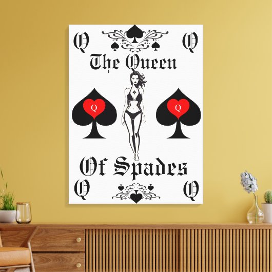 Schoppenkoningin Tarot Kaart Thunder_Cove Canvas Afdruk (Insitu (Woonkamer))