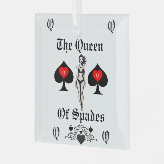 Schoppenkoningin Tarot Kaart Thunder_Cove Glas Ornament (Voorkant links)