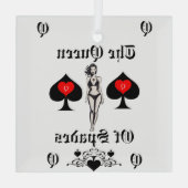 Schoppenkoningin Tarot Kaart Thunder_Cove Glas Ornament (Achterkant)