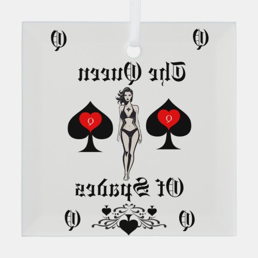 Schoppenkoningin Tarot Kaart Thunder_Cove Glas Ornament (Achterkant)