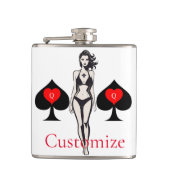 Schoppenkoningin Tarot Kaart Thunder_Cove Heupfles (Voorkant)