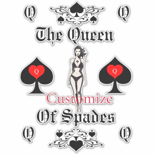 Schoppenkoningin Tarot Kaart Thunder_Cove Sticker (Voorkant)