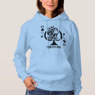 Schoppenvrouw speelkaartsymbool met elegant hoodie