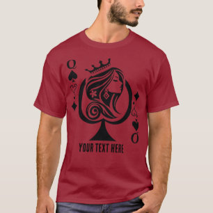 Schoppenvrouw speelkaartsymbool met elegant t-shirt