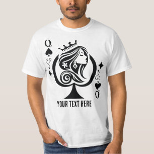 Schoppenvrouw speelkaartsymbool met elegant t-shirt