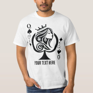 Schoppenvrouw speelkaartsymbool met elegant t-shirt