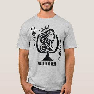 Schoppenvrouw speelkaartsymbool met elegant t-shirt