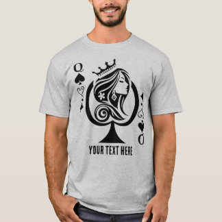 Schoppenvrouw speelkaartsymbool met elegant t-shirt
