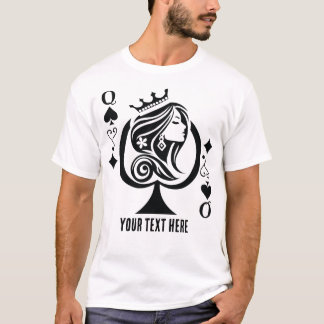 Schoppenvrouw speelkaartsymbool met elegante t-shirt