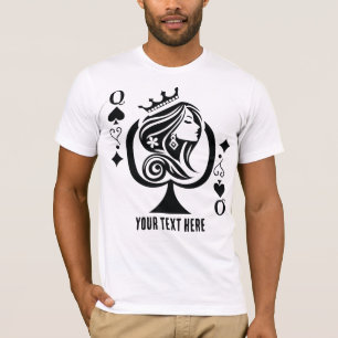 Schoppenvrouw speelkaartsymbool met elegante t-shirt