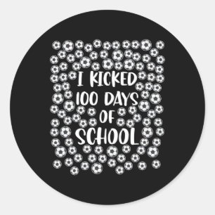 Schopte 100 dagen van School Soccer Player Student Ronde Sticker