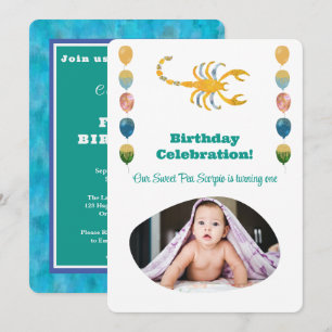 Schorpioen 1e verjaardag Foto impressionist Goud Kaart