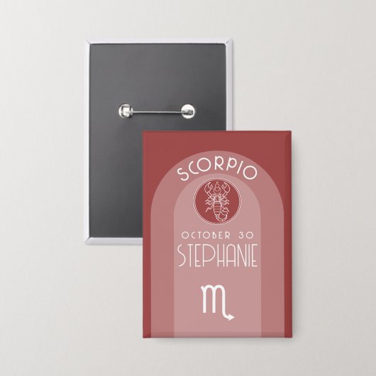 Schorpioen aangepaste verjaardag - Zodiac - Modern Button (Voorkant / Achterkant)