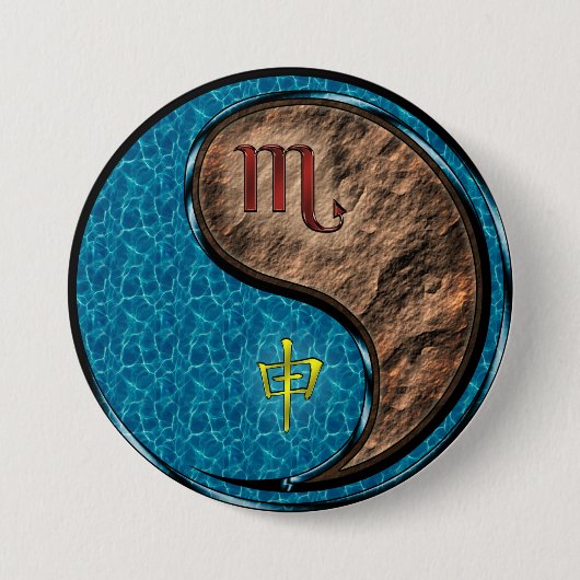 Schorpioen & Aard Aap Ronde Button 7,6 Cm (Voorkant)