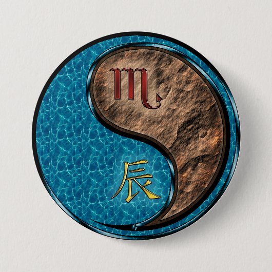 Schorpioen & Aard Draak Ronde Button 7,6 Cm (Voorkant)