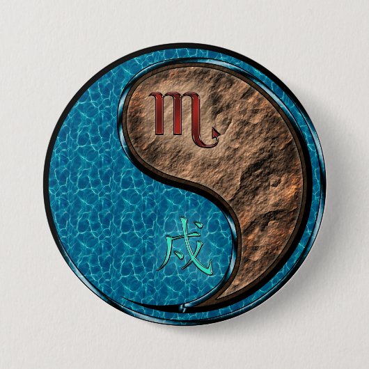 Schorpioen & Aard Hond Ronde Button 7,6 Cm (Voorkant)