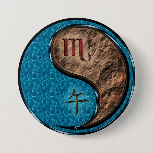 Schorpioen & Aard Paard Ronde Button 7,6 Cm (Voorkant)