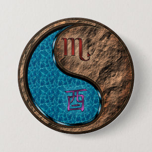 Schorpioen & Aardhaan Ronde Button 7,6 Cm