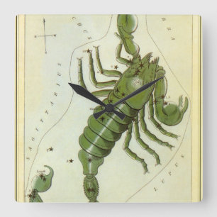 Schorpioen, Antieke Sterrenbeelden Urania's Spiege Vierkante Klok