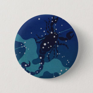 Schorpioen Constellation,  Zodiac Astrologie Ronde Button 5,7 Cm