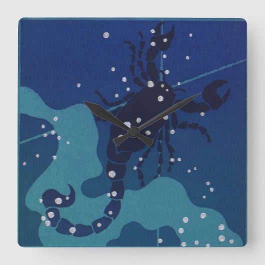 Schorpioen Constellation,  Zodiac Astrologie Vierkante Klok (Voorkant)